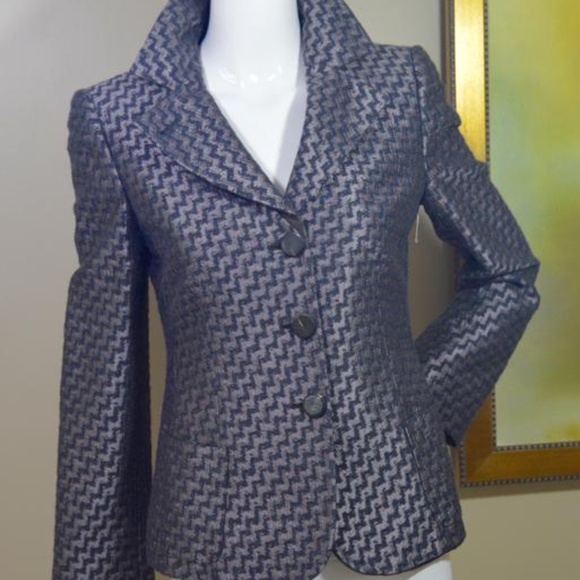 Armani Collezioni Grey/Brown Powerhouse ZigZag Jacket Made in Italy 🇮🇹 - Picture 5 of 16